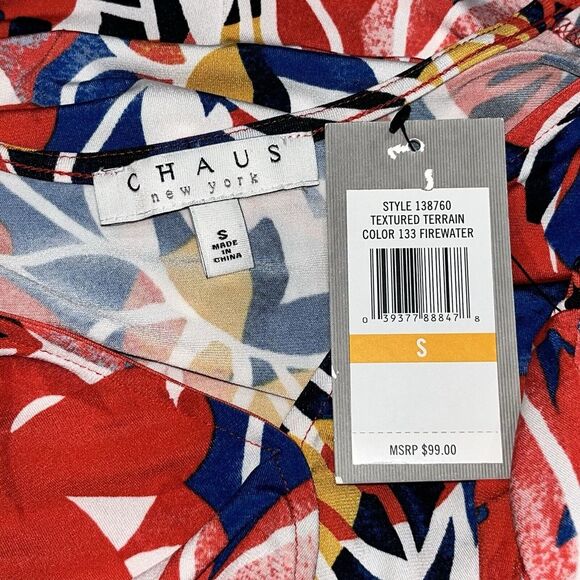 Chauss Women’s Red‎ Floral Faux Wrap Dress Size Small 4-6 - Picture 9 of 9